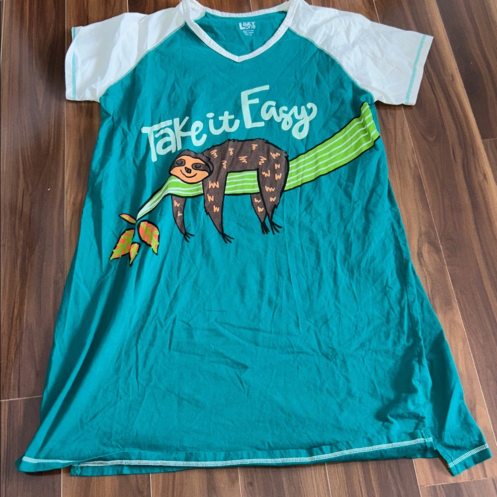 Large / XL 100% cotton Lazy One sloth pajama nightgown